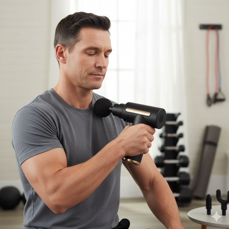 Mini Massage Gun, Percussion Deep Tissues Muscle Massager Gun with 6 Speeds