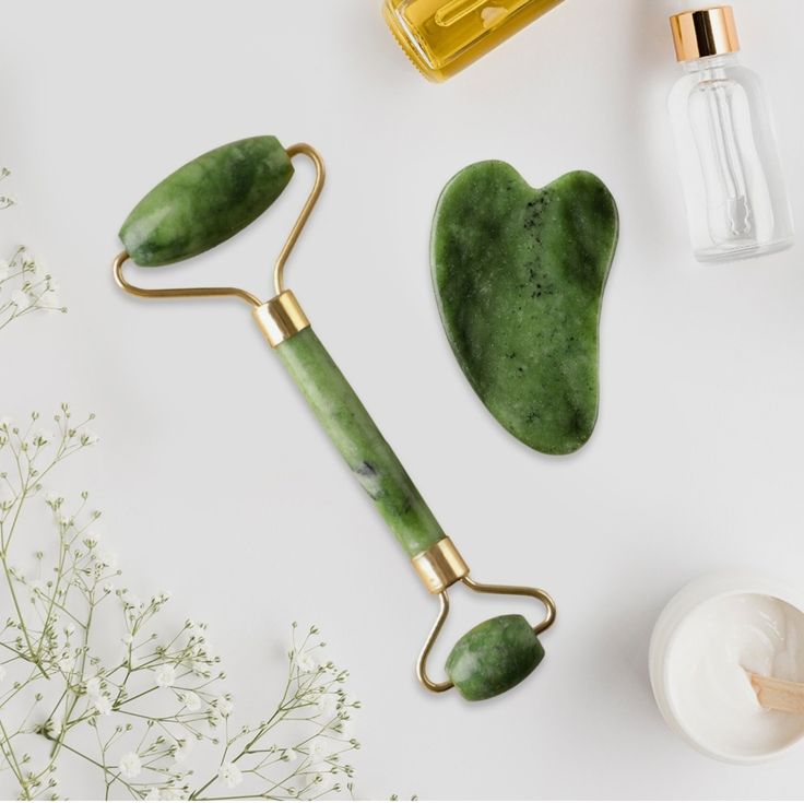 Natural Jade Roller & Gua Sha Set