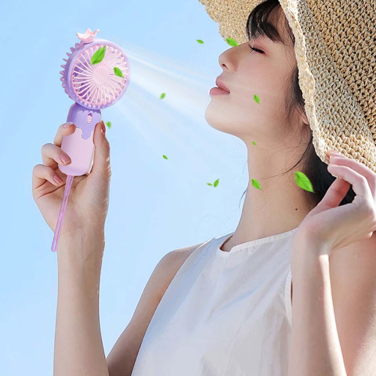 Mini Portable Handeled Fan With Rechargeable Battery