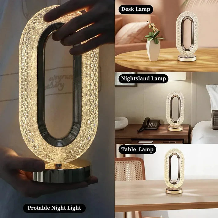 3 Modes Rechargeable USB Operated Luxurious Crystal Elegance Lamp